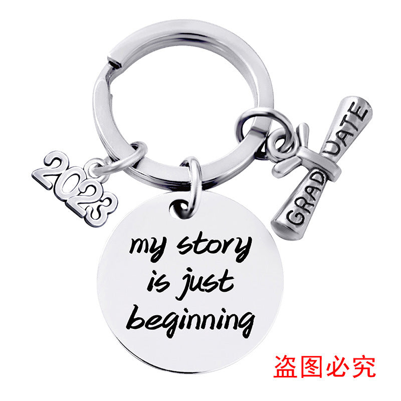 Wholesale Graduation Season Gift Lettering Round Metal Keychain